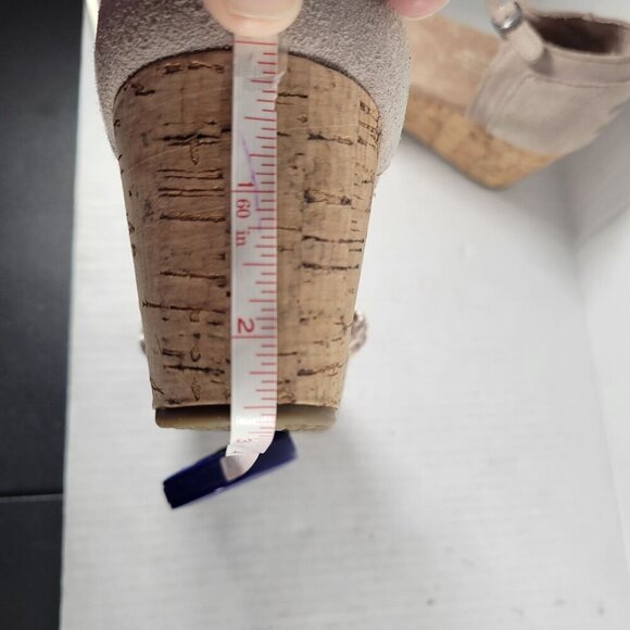 Toms Woman Stucco Satin Woven Peep Toe Platform Cork 2.5" Wedge Shoes Size 9.5 - Picture 6 of 7